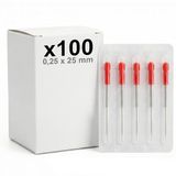 KMINA Dry Needling naalden, steriel, 0,25 x 25 mm, met geleidingsbuis, roestvrij staal 304, drievoudig gepolijst, met siliconen coating, per stuk verpakt (0,30 x 40 mm, 100u)