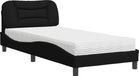 vidaXL Lit avec matelas "Hvar" tissu noir 90x200 cm