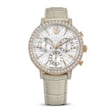 Swarovski Matrix 5702849 Dames Horloge Ø36mm Wit/Crème Leer Goudkleurig