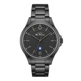 Ben Sherman Westminster zwarte wijzerplaat gunmetal roestvrij stalen armband quartz analoog horloge voor mannen, mineraal glas, 3 ATM, 43 mm kast