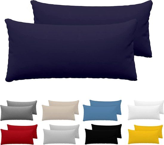 Dreamzie Kussenhoes 40 x 80 cm (set van 2) - 100% katoen jersey, 150 g/m² - donkerblauw