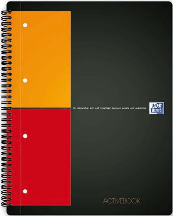 Oxford Activebook A4 Schrijfblok - 80 Vel - Zwart - Ruitjes - Spiraalband - 5 Stuks