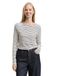 TOM TAILOR 1047730 T-shirt met lange mouwen voor dames, 38585 - Offwhite Navy Tee Stripe, XL