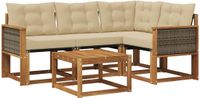 vidaXL Hoek loungeset 5-delig Acacia hout Natuurlijk en beige