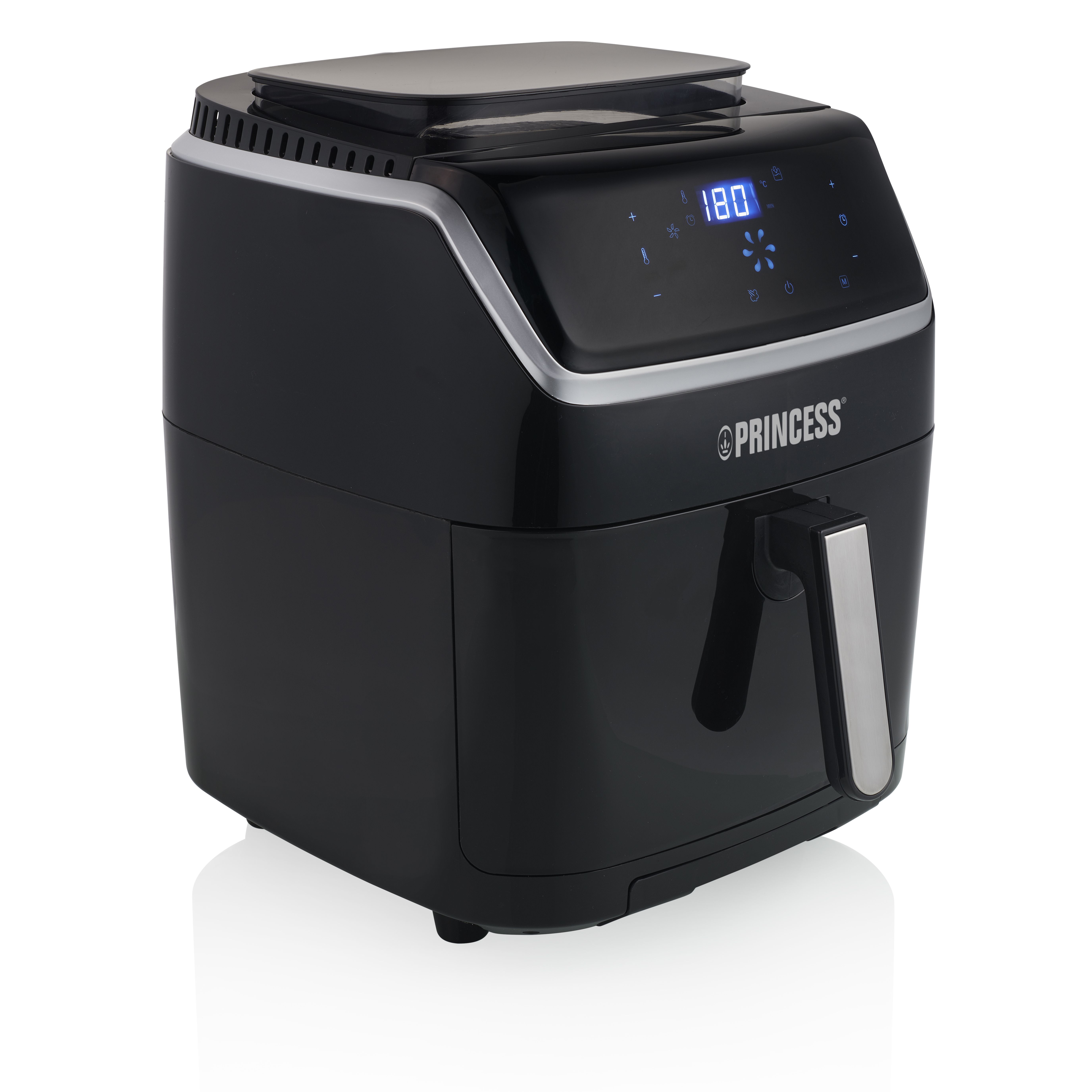 Princess 182080 Steam Aerofryer - 6.5L Hot Air Fryer with Steam Function - 8 Programs - 1700W - Black