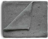 Mushie Deken Knitted Pointelle Baby Blanket - Grey Melange