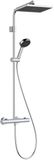 hansgrohe Activera Q - Douchesysteem max. 8 l/min (EcoSmart) met thermostaat, regendouche (290 x 180 mm) met douchekraan, handdouche (2 jets), doucheslang, glijstang en douchekop, chroom, 28748000