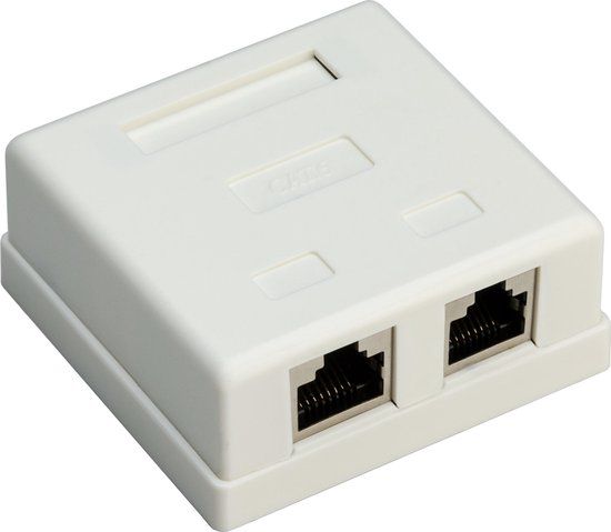 Goobay CAT6 Gigabit netwerk uitvoerdoos met 2 RJ45 poorten - wit