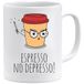 Espresso No Depresso Mok | Grappige Koffiemok met Spreuk | Origineel Cadeau voor Koffieliefhebber | Voor Kantoor en Thuis | Keramische Beker, Wit, 330 ml