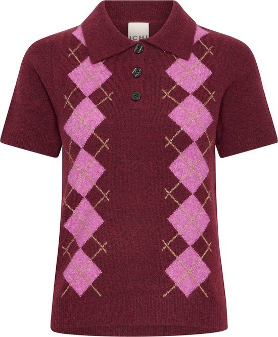 ICHI Dames Gebreide Trui L Polyester/Acryl/Polyamide Donkerrood