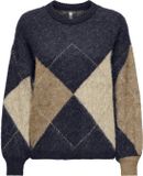Only Trui Onlnoeme Life Ls Jq O-neck Noos Knt 15353226 Night Sky/cocoa Creme Dames Maat - XS