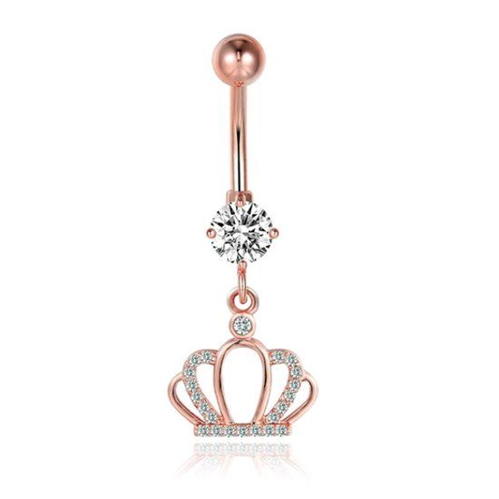 Cilla Jewels Cilla Navelpiercing met Hangertje - Kroon Rosegoudkleurig