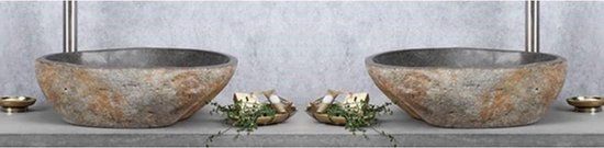 Differnz Lombok waskom 40x50cm riviersteen grijs - Set van 2