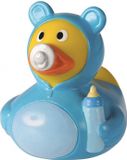 Schmoozies Badeendje - hoera een baby jongen - 8 cm - blauw