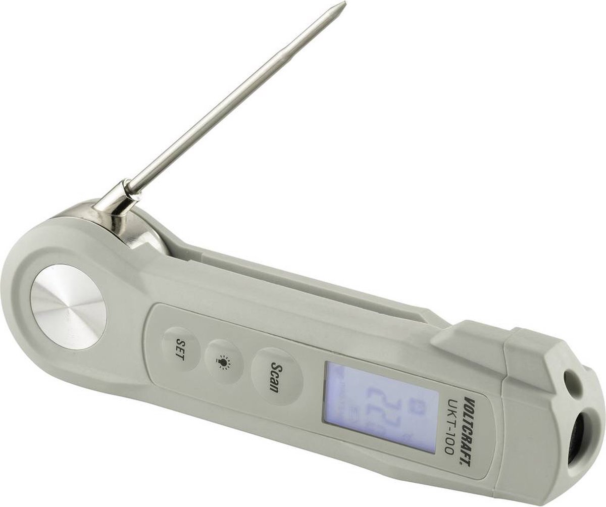 VOLTCRAFT UKT-100 Insteekthermometer Meetbereik temperatuur -40 tot 280 °C LED-zaklamp, Contactloze IR-meting, IP65