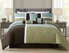Chezmoi Collection 7-delige gewatteerde patchwork dekbedset, koffiebruin/Aqua blauw/saliegroen, koning