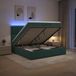 Prolenta Maison Exclusive - Lit Ottoman avec matelas et éclairage LED, vert foncé, 140 x 200 cm, revêtement en velours