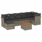vidaXL 8-delige Loungeset met Kussens, Poly Rattan, Grijs