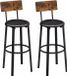 And OutdoorMatch Tabouret de bar Lisa - Industriel - Noir - Set de 2