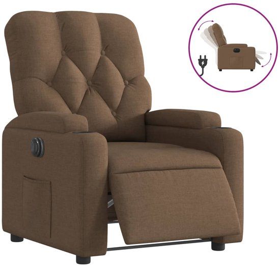 vidaXL Fauteuil verstelbaar elektrisch stof bruin
