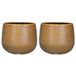 Mica Decorations Set van 3x stuks keramiek aardewerk bloempotten van 16 x 18 cm in het geribbeld okergeel