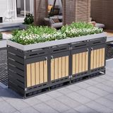 STILVORA Containerombouw – Geïntegreerde Plantenbak – 4-Vaks – IJzer – Zwart – Afsluitbaar en Geventileerd Voor Tuin en Terras