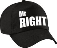 Bellatio Decorations Mr Right petje - baseballcap - zwart - met witte letters - heren - vrijgezellenfeest - bruiloft