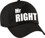 Bellatio Decorations Mr Right petje - baseballcap - zwart - met witte letters - heren - vrijgezellenfeest - bruiloft