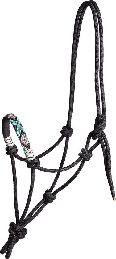 Pearls Knotted Halter Black Polyester Horse Halter