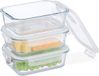 Merkloos Relaxdays Vershoudbakjes met Deksel - Set van 3 - 1040 ml - Glas - Luchtdicht
