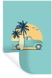 Merkloos Muursticker - Auto - Zon - Surfboard - Palm - 60x90 cm