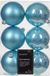 Decoris Kerstballen - 6x st - lichtblauw - D8 cm - kunststof - mat/glans - kerstversiering