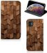 B2Ctelecom Portefeuille hoesje voor Apple iPhone 11 Houten Kubussen