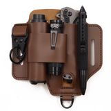 Merkloos / Sans marque Holland Connections Multitool Riemhoes - Riemorganizer - Riemhoes met multitooltas, zaklamphoes, pennenhouder en sleutelhanger - Praktische riemtas voor heren -bruin