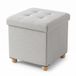 SCENA LIVING Pouf avec rangement sur pieds en bois, pliable, 38 x 38 x 38 cm - beige