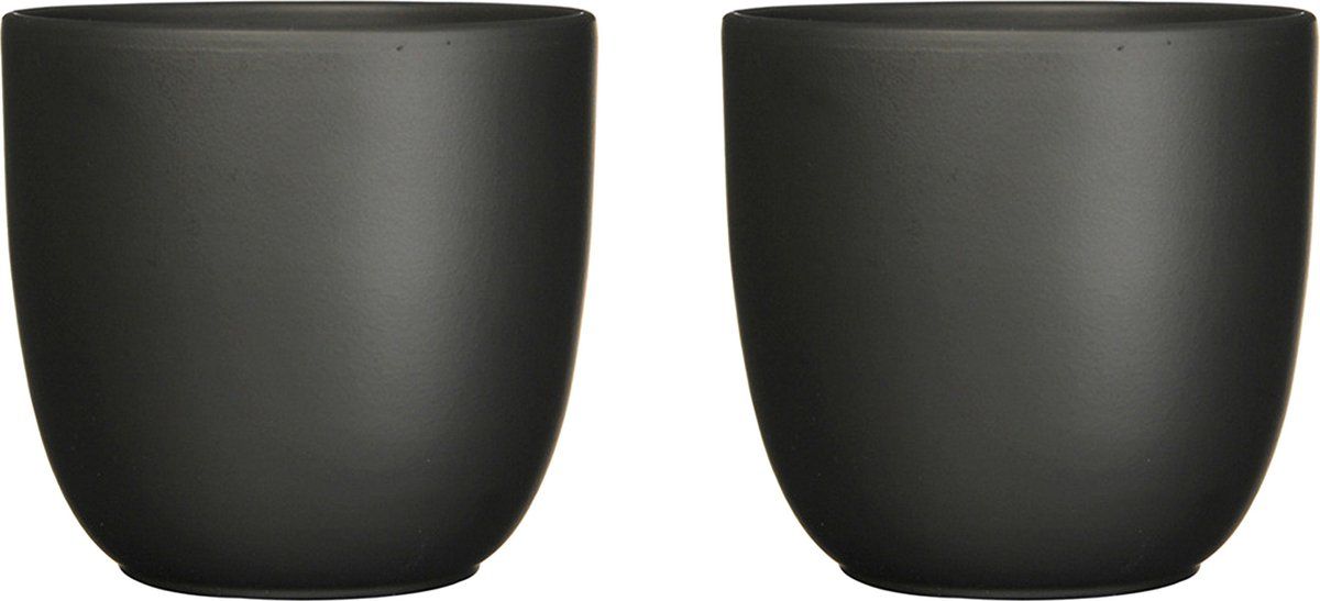 Mica Decorations Tusca Plant Pot - Set of 2 - Black - Ceramic - Matte - D12/H11 cm
