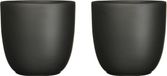 Mica Decorations Tusca Plant Pot - Set of 2 - Black - Ceramic - Matte - D12/H11 cm