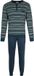 Pastunette Lodge Pyjama Katoen Interlock Blauw/Groen Gestreept Lange Mouw Maat 3XL