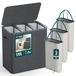 VOUNOT® Wasmand, 170 l, rechthoekig, 3 vakken, grote capaciteit, met deksel en 3 afneembare zakken, zelfverstelbaar, met handgrepen, voor badkamer, slaapkamer, familie en wasruimte, antraciet