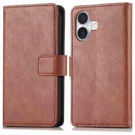 imoshion Hoesje - Geschikt voor Apple iPhone 16 - Luxe Bookcase - Bruin