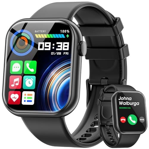 Hwagol Smartwatch Dames Heren Beantwoorden/Bellen, 1,85''HD Smartwatch met Hartslag/SpO2/Slaapmonitor, Fitnesshorloge voor 140+ Sportfitnesshorloge, Activiteitstracker voor Android iOS