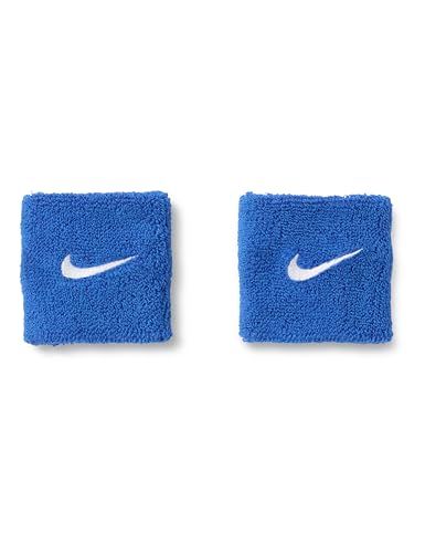 Nike Swoosh Classic Wristbands Set van 2 zweetbanden voor tennis, fitness, hardlopen, sport, koningsblauw/wit, eenheidsmaat