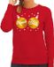 Bellatio Decorations Shoppartners Bv Foute kersttrui / sweater rood met gouden Xmas Balls borsten voor dames - kerstkleding / christmas outfit 2XL