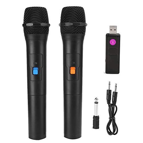 Ccylez VHF Universele draadloze microfoon, USB Ontvang dynamische handmicrofoon, 50m bereik, VHF draadloos microfoonsysteem voor karaoke, live optredens, vergaderingen, feesten(V16U)