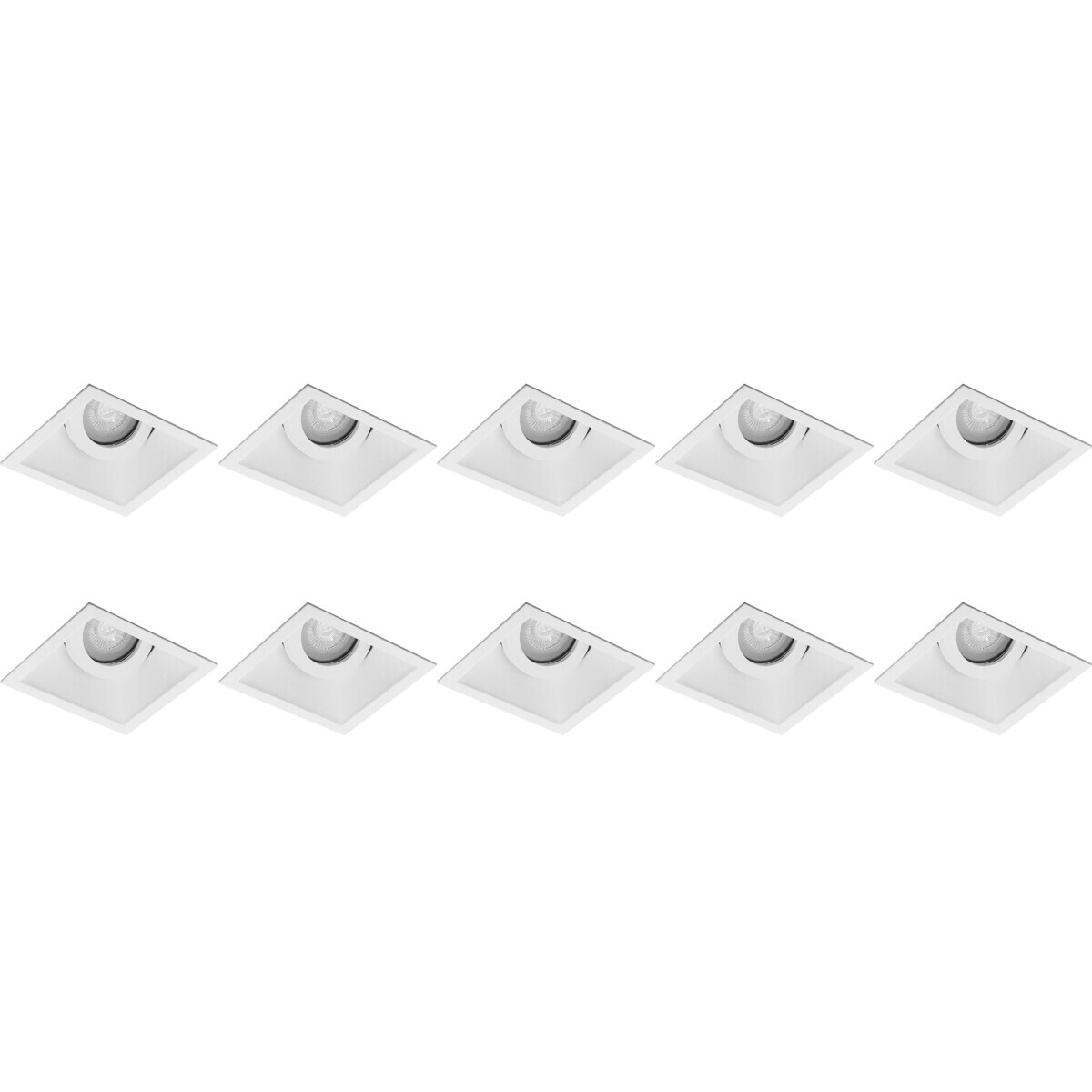 BES LED Spot Armatuur 10 Pack - Pragmi Zano Pro - GU10 Fitting - Inbouw Vierkant - Mat Wit - Aluminium - Kantelbaar - 93mm