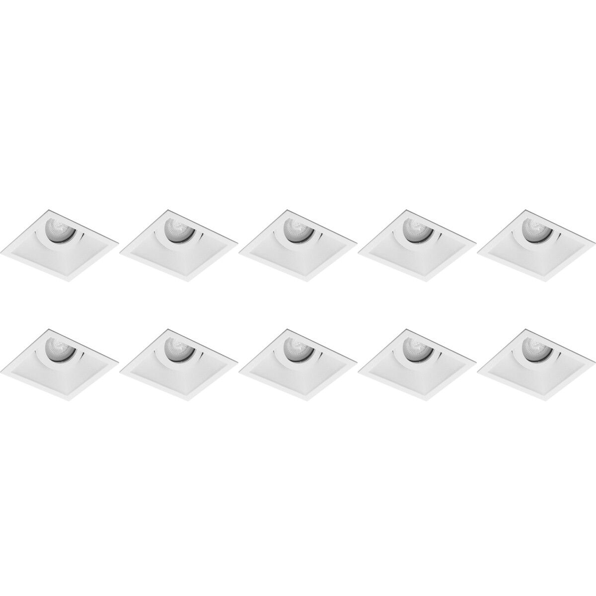 BES LED Spot Armatuur 10 Pack - Pragmi Zano Pro - GU10 - Inbouw Vierkant - Mat Wit - Kantelbaar - 93mm