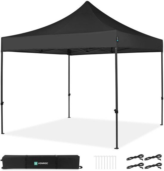VONROC Partytent - 3x3 m - Zwart