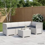 vidaXL Banc de jardin aspect rotin PP blanc