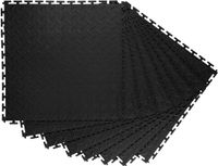 Sans marque Dalles de sol de garage incluses, 8 pièces 513 x 513 x 5 mm Sol modulaire en PVC, tapis antidérapants à motif diamant pour atelier, entrepôt, vestiaire, noir