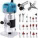 Rosvola - Défonceuse à bois 800w 30000rpm/min, Avec 15pcs 1/4' Pinces Bits Affleureuse, Plastifieuse professionnelle Avec Accessoires